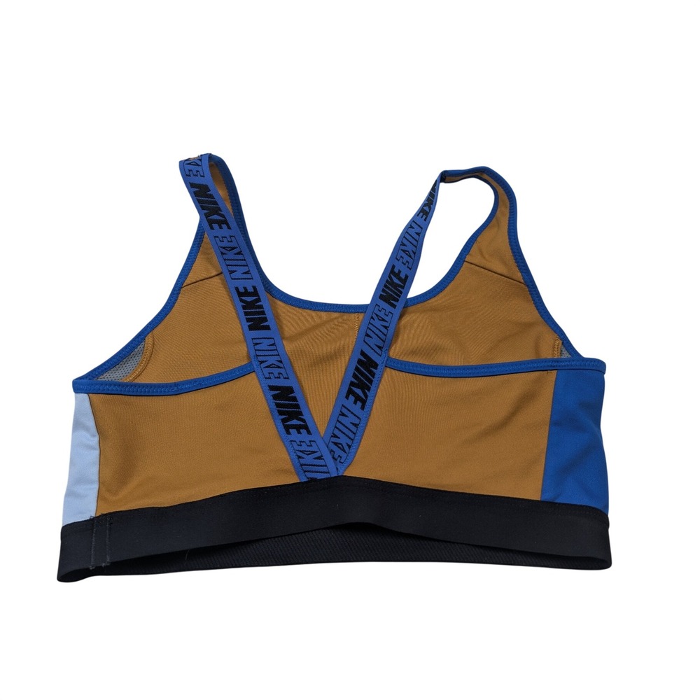 Nike Women Dri-FIT Colorblock Sports Bra Medium Blue Gold Black - Picture 4 of 5
